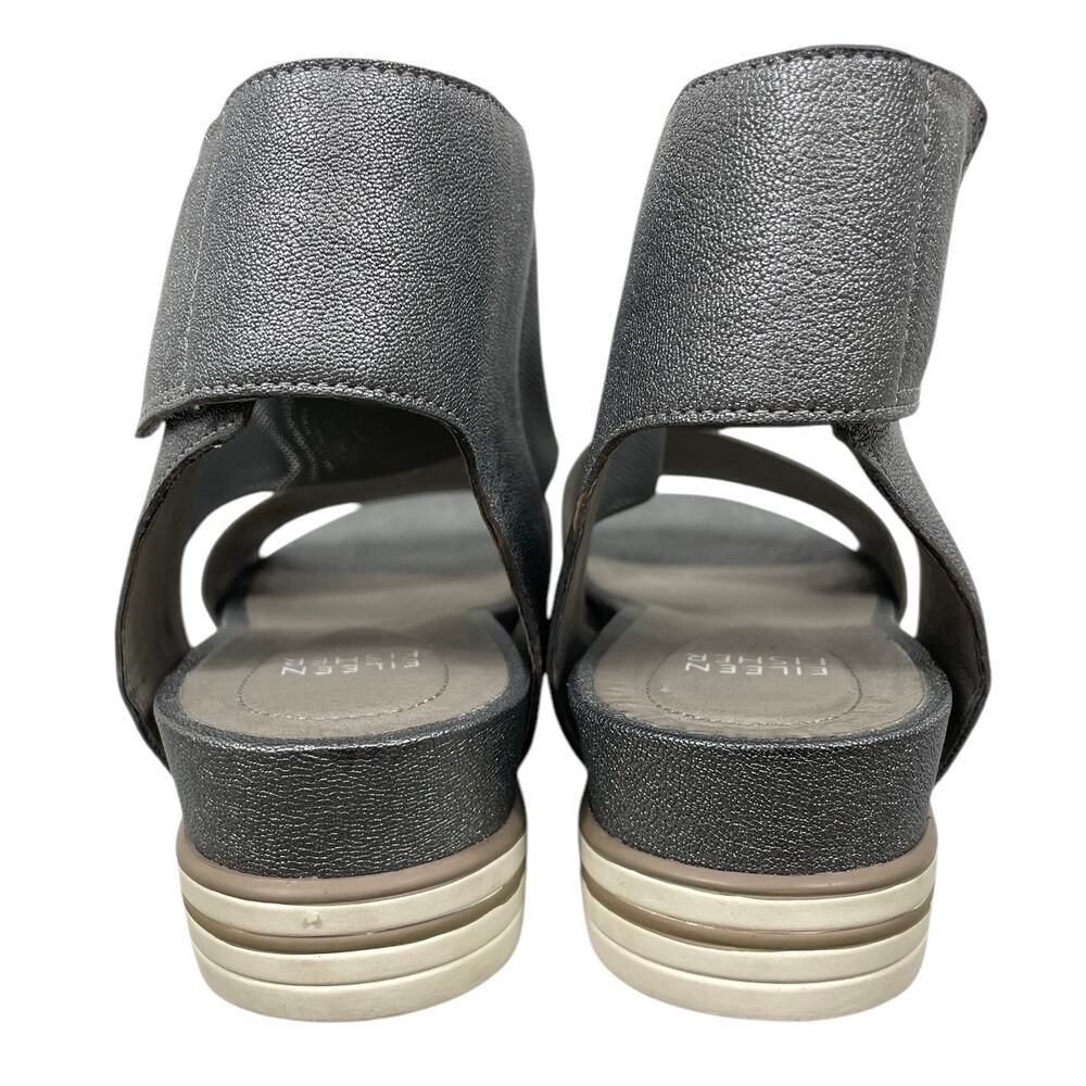 Eileen Fisher Spree Sport Platform Sandal Gray Silver Size 8.5 Leather Upper - Picture 8 of 13
